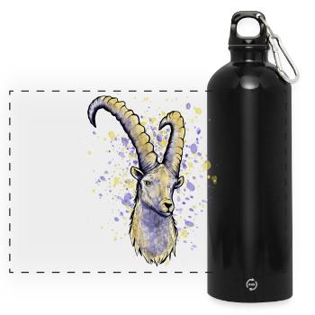 Astrologie capricorne - Gourde panoramique avec mousqueton 750 ml - noir - Devant