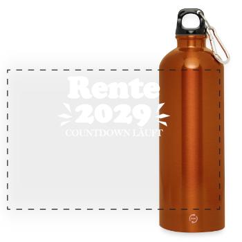 Rente 2029 Ruhestand Rentner Renteneintritt - Panorama Trinkflasche mit Karabiner 750 ml - Orange - Vorne