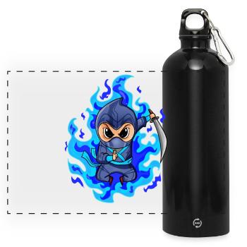 Ninja - Panorama Trinkflasche mit Karabiner 750 ml - Schwarz - Vorne