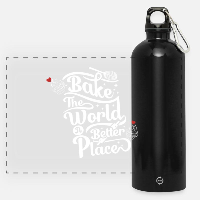 Bake the World a Better Place - Baking Lovers - Panorama Trinkflasche mit Karabiner 750 ml - Schwarz