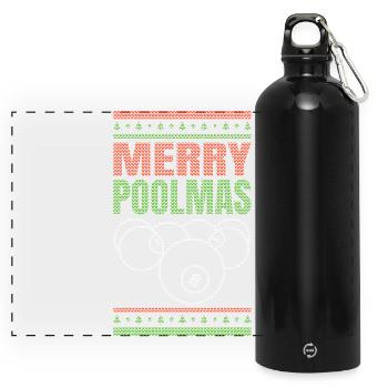Christmas Billiard Player - Panoramic Drinks Bottle with Carabiner 750 ml - black - Front