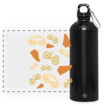Triathlon Grafiken - Panorama Trinkflasche mit Karabiner 750 ml - Schwarz - Vorne