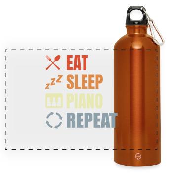 Essen Schlafen Klavier Wiederholen - Panorama Trinkflasche mit Karabiner 750 ml - Orange - Vorne