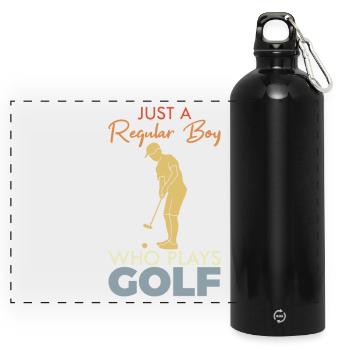 Golf Junge - Panorama Trinkflasche mit Karabiner 750 ml - Schwarz - Vorne