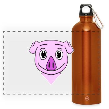 Pig Head Animal - Panoramic Drinks Bottle with Carabiner 750 ml - burnt orange - Front