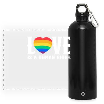 Saint-Valentin, Saint-Valentin, Saint-Valentin - Gourde panoramique avec mousqueton 750 ml - noir - Devant