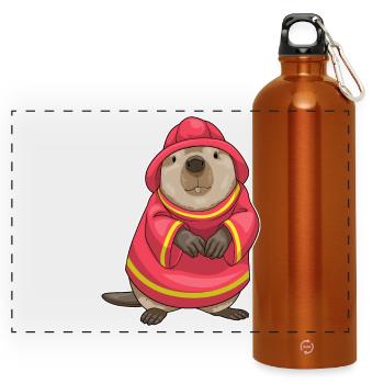 Biber Feuerwehrmann Feuerwehr - Panorama Trinkflasche mit Karabiner 750 ml - Orange - Vorne