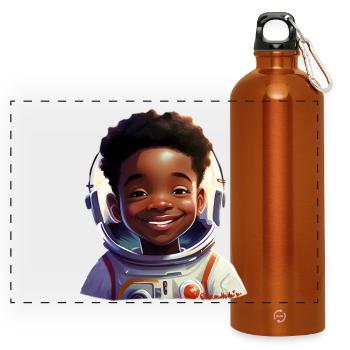 Junge Astronautin Mit Strahlen - Panorama Trinkflasche mit Karabiner 750 ml - Orange - Vorne