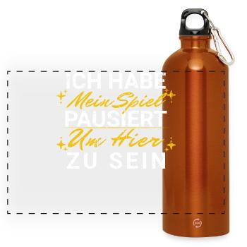 Zocker Gamer Spruch Teenager Junge Geburtstag - Panorama Trinkflasche mit Karabiner 750 ml - Orange - Vorne