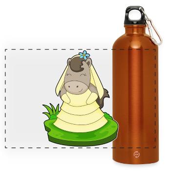Horse Bridal Veil Wedding - Panoramic Drinks Bottle with Carabiner 750 ml - burnt orange - Front