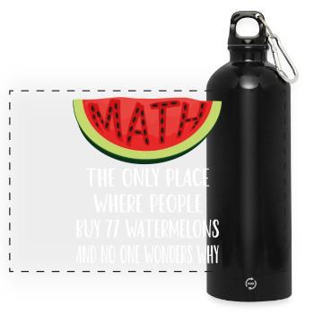 Mathematik und Wassermelonen - Panorama Trinkflasche mit Karabiner 750 ml - Schwarz - Vorne