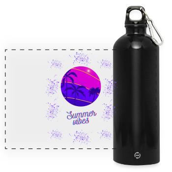 Summer Vibes Neon Design - Panoramic Drinks Bottle with Carabiner 750 ml - black - Front