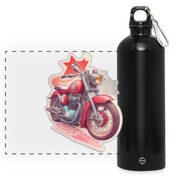 Conception de motos - Gourde panoramique avec mousqueton 750 ml - noir - Devant