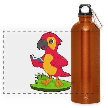Parrot Nerd Book - Panoramic Drinks Bottle with Carabiner 750 ml - burnt orange - Front