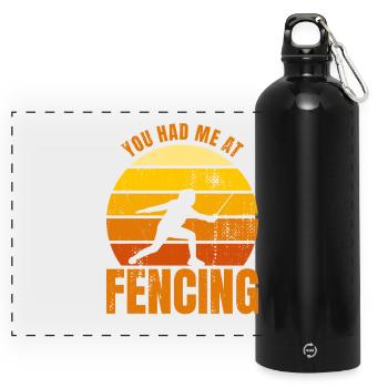 Fecht Witz - Panorama Trinkflasche mit Karabiner 750 ml - Schwarz - Vorne