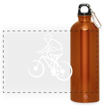Funny mountain biker - Panoramic Drinks Bottle with Carabiner 750 ml - burnt orange - Front