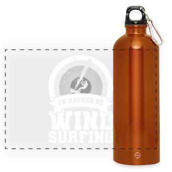 Funny windsurfing saying - Panoramic Drinks Bottle with Carabiner 750 ml - burnt orange - Front