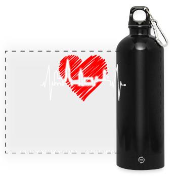 Freiburg im Breisgau Skyline Heartbeat Freiburger - Panoramic Drinks Bottle with Carabiner 750 ml - black - Front