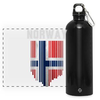 Drapeau norvégien, fierté norvégienne - Gourde panoramique avec mousqueton 750 ml - noir - Devant