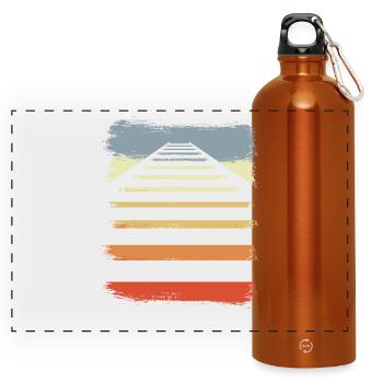 Bahngleise - Panorama Trinkflasche mit Karabiner 750 ml - Orange - Vorne