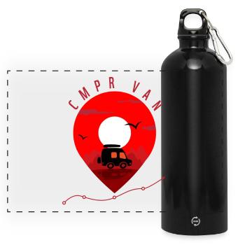 La vie en camping-car !! Si vous aimez voyager en van :) - Gourde panoramique avec mousqueton 750 ml - noir - Devant