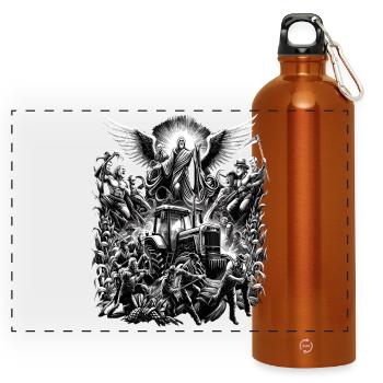Celestial Peasant Protest Tractor Demo - Panoramic Drinks Bottle with Carabiner 750 ml - burnt orange - Front