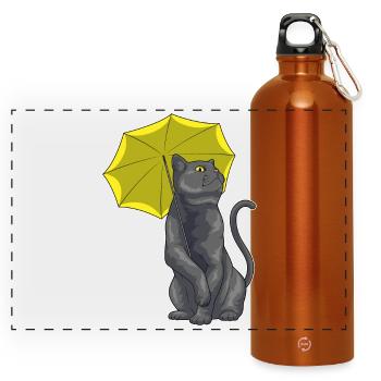 Cat Umbrella - Panoramic Drinks Bottle with Carabiner 750 ml - burnt orange - Front