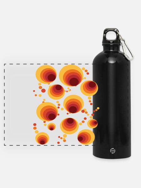 Abstraktes Polka Dots Kreismuster - Panorama Trinkflasche mit Karabiner 750 ml - Schwarz