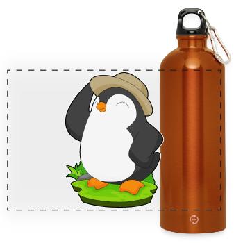 Pinguin Hut - Panorama Trinkflasche mit Karabiner 750 ml - Orange - Vorne