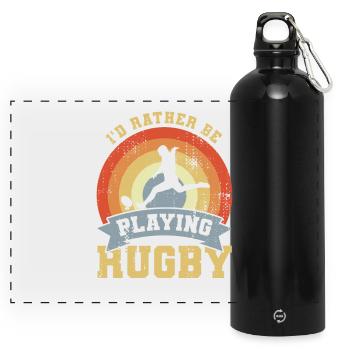 Rugby Joke - Panoramic Drinks Bottle with Carabiner 750 ml - black - Front