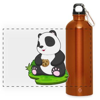 Panda Cookie - Panorama Trinkflasche mit Karabiner 750 ml - Orange - Vorne