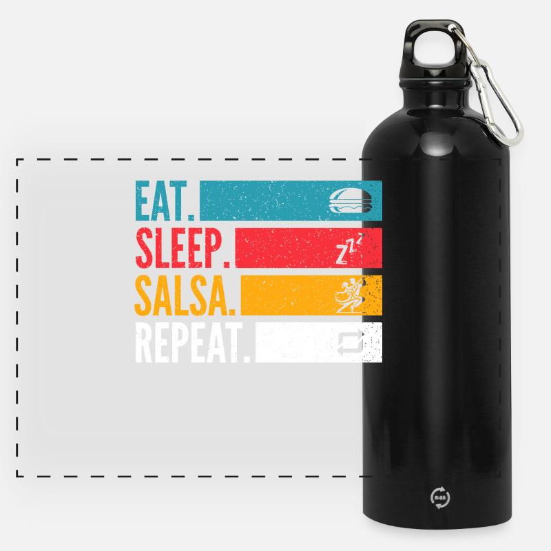 Eat Sleep Salsa Repeat pour les danseurs de salsa - Gourde panoramique avec mousqueton 750 ml - noir