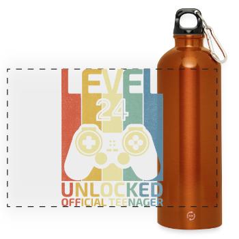 Level 24 Unlocked official teenager - Panoramische drinkfles met karabiner 750 ml - oranje - Voor