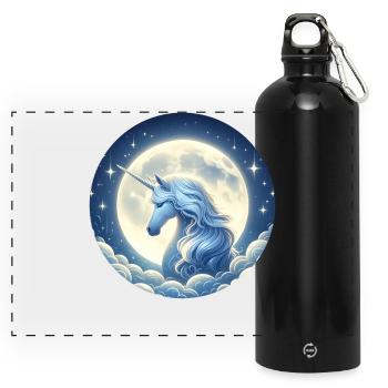 Fantaisie Licorne Chevaux Fans Licorne Amoureux - Gourde panoramique avec mousqueton 750 ml - noir - Devant