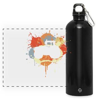 Traktor Graffiti - Panorama Trinkflasche mit Karabiner 750 ml - Schwarz - Vorne