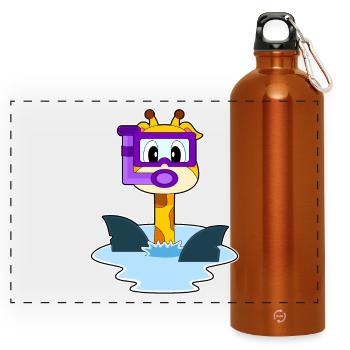Giraffe Taucher Schnorchel Tauchen - Panorama Trinkflasche mit Karabiner 750 ml - Orange - Vorne