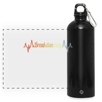 Breakdance Herzklopfen - Panorama Trinkflasche mit Karabiner 750 ml - Schwarz - Vorne