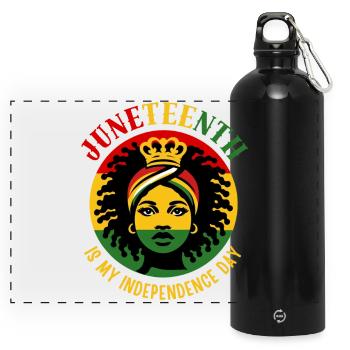 Juneteenth is my independence day - Panoramic Drinks Bottle with Carabiner 750 ml - black - Front