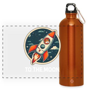 To The Moon Shiba Inu Rocket Crypto Dog Bitcoin. - Panoramic Drinks Bottle with Carabiner 750 ml - burnt orange - Front