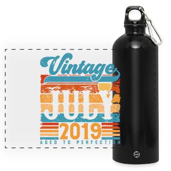 Juillet 2019, Cadeau Anniversaire juillet 2019. - Gourde panoramique avec mousqueton 750 ml - noir - Devant