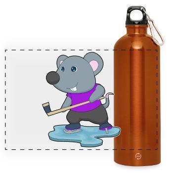Maus Eishockey Eishockeyschläger - Panorama Trinkflasche mit Karabiner 750 ml - Orange - Vorne