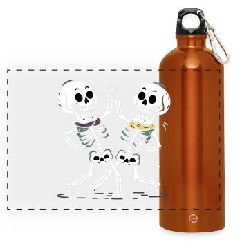 Couples de squelettes dansants avec des foulards colorés - Gourde panoramique avec mousqueton 750 ml - orange - Devant