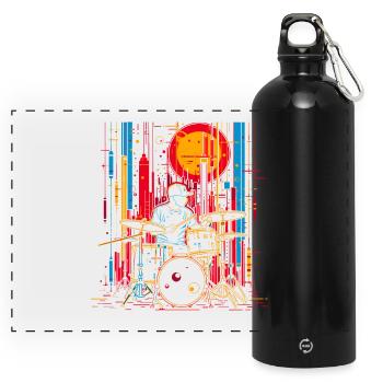 Portrait de batteur - Gourde panoramique avec mousqueton 750 ml - noir - Devant