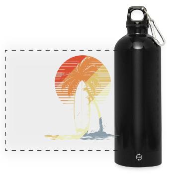 Planche de surf Vintage - Gourde panoramique avec mousqueton 750 ml - noir - Devant