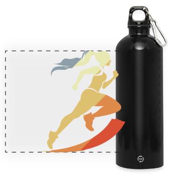 Graphique Runner vintage - Gourde panoramique avec mousqueton 750 ml - noir - Devant