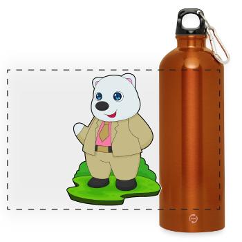 Eisbär Bräutigam Anzug Hochzeit - Panorama Trinkflasche mit Karabiner 750 ml - Orange - Vorne