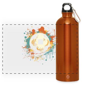 Football Graffiti Street Art - Panoramic Drinks Bottle with Carabiner 750 ml - burnt orange - Front