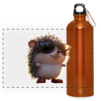 Igel Weißbauchigel Stacheligel Liebe Süßer Igel - Panorama Trinkflasche mit Karabiner 750 ml - Orange - Vorne