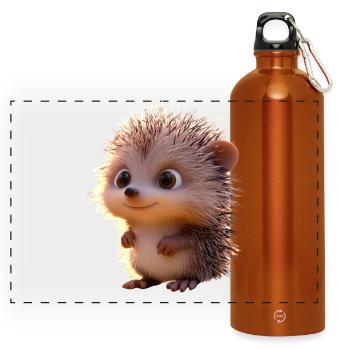 Igel Weißbauchigel Stacheligel Liebe Süßer Igel - Panorama Trinkflasche mit Karabiner 750 ml - Orange - Vorne