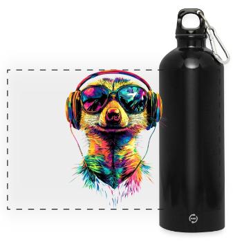 Lunettes de soleil suricate coloré mignon suricate - Gourde panoramique avec mousqueton 750 ml - noir - Devant